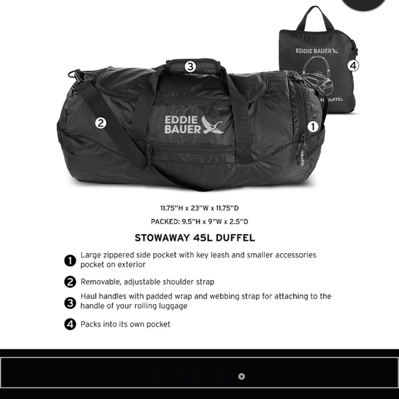 Eddie Bauer Black Duffel Bag - Picture 5 of 6